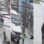 Camión que iba con una puerta abierta golpeó a peatón y se dio a la fuga