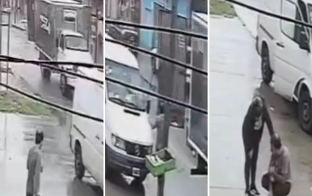 Camión que iba con una puerta abierta golpeó a peatón y se dio a la fuga